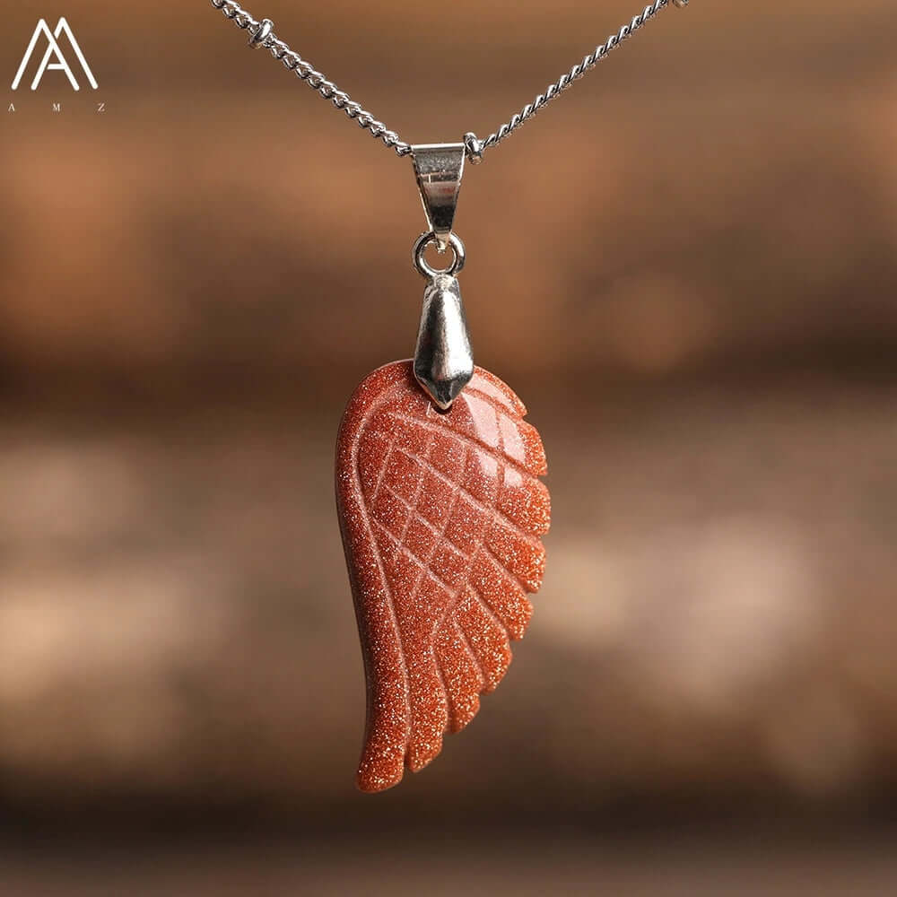 Peris Gems Red Goldstone Angel Wing Labradorite Choker Necklace - Quartz Crystal Angel Wings SHEIN Amazon Temu