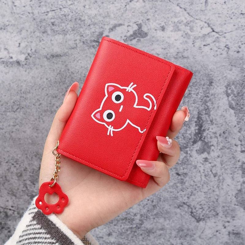 Peris Gems Red Hollow Cat Cute Animal Art Small Wallet for Women | Short Purse for Females Small Card Holder SHEIN Amazon Temu