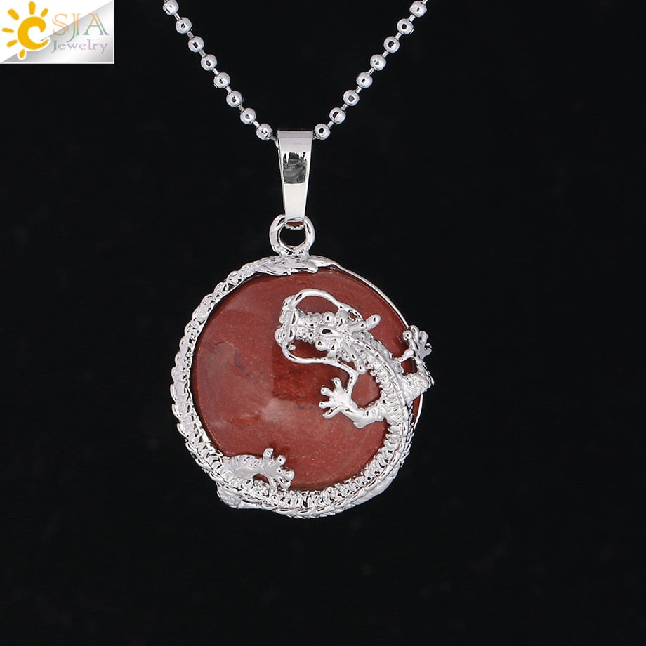 Peris Gems Red Jesper Dragon Pendant Necklace for Women | Silver Quartz Stone Necklace for Women SHEIN Amazon Temu