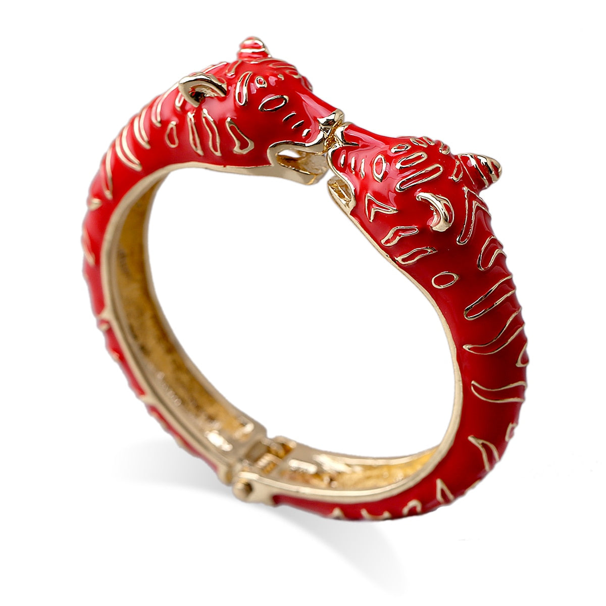 Peris Gems Red Leopard Head Cuff Bangle for Women | Gold Plated Enamel Bracelets Leopard Head Cuff Bangle for Women | Gold Plated Bracelets SHEIN Amazon Temu