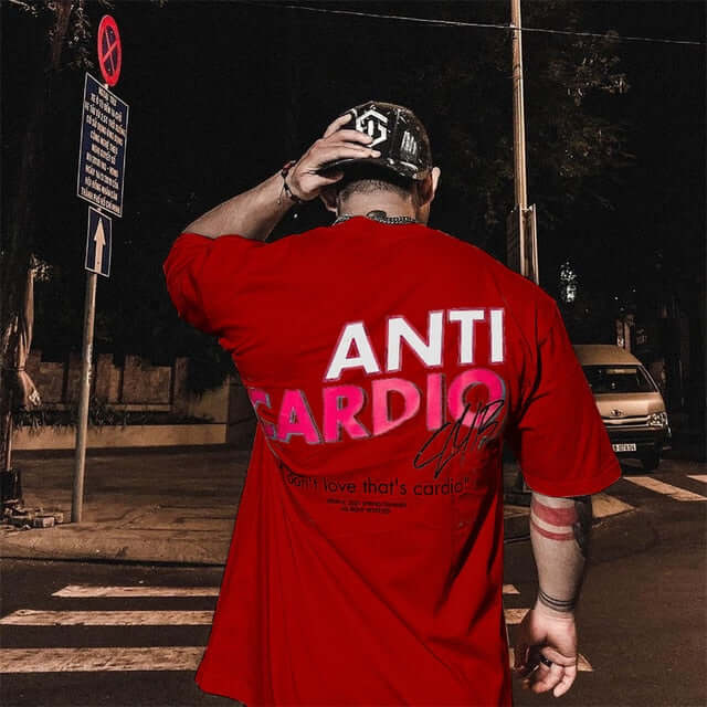Peris Gems red / M Anti-Cardio Oversized Cotton Tee for Men | Gym Bro Bulking Shirt Anti-Cardio Oversized Cotton Tee | Gym Bro Bulking Shirt SHEIN Amazon Temu