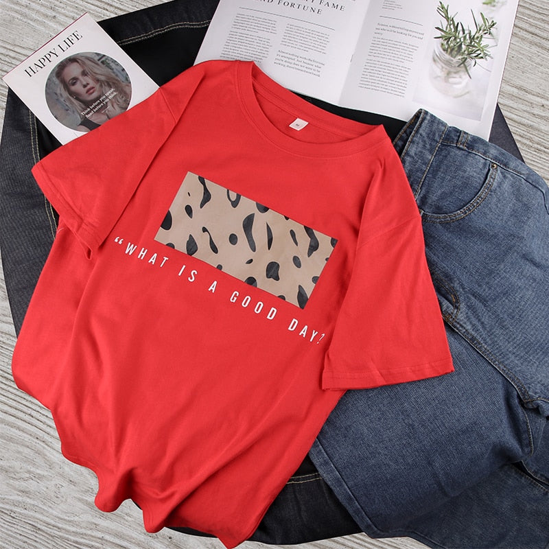 Peris Gems Red / M Leopard Print Short Sleeve T-Shirts for Women | O-Neck Shirts Leopard Print Short Sleeve T-Shirts for Women | O-Neck Shirt SHEIN Amazon Temu