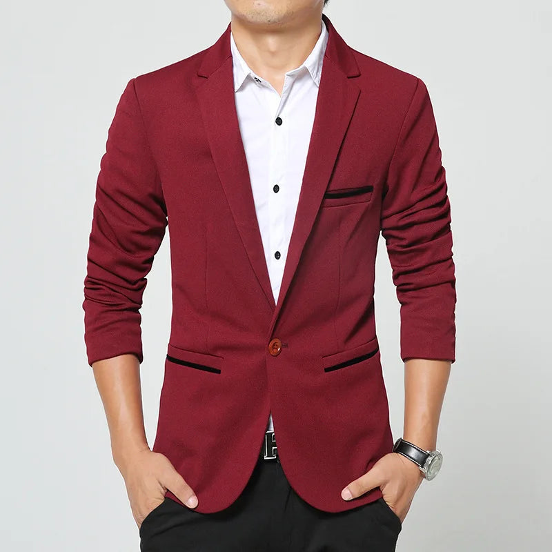 Peris Gems  Red / M Slim Fitting Business Casual Blazers for Men SHEIN Amazon Temu