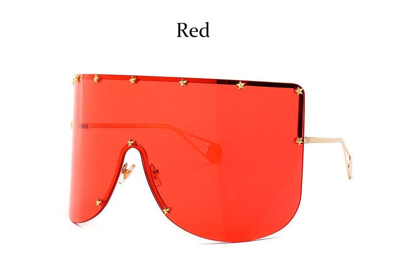 Peris Gems Red Oversized Shield Sunglasses Unisex | Large Blocky Rimless Sunglasses Oversized Shield Sunglasses Unisex | Large Blocky Sunglasses SHEIN Amazon Temu