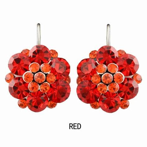 Peris Gems Red Rhinestone Flower Clip On Earrings for Women | Silver Diamond Earrings Rhinestone Flower Clip On Earrings for Women Silver Earrings SHEIN Amazon Temu