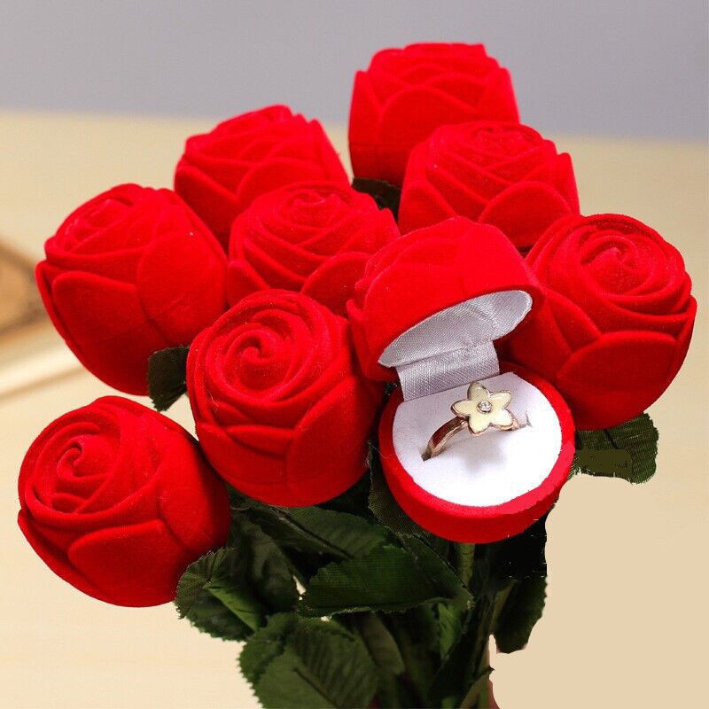 Peris Gems Red Rose Velvet Jewelry Storage Box | 1pc Flower Wedding Jewelry Case Red Rose Velvet Jewelry Storage Box |1pc Flower Jewelry Case SHEIN Amazon Temu