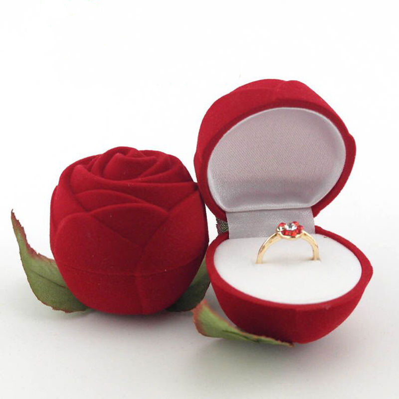 Peris Gems Red Rose Velvet Jewelry Storage Box | 1pc Flower Wedding Jewelry Case Red Rose Velvet Jewelry Storage Box |1pc Flower Jewelry Case SHEIN Amazon Temu