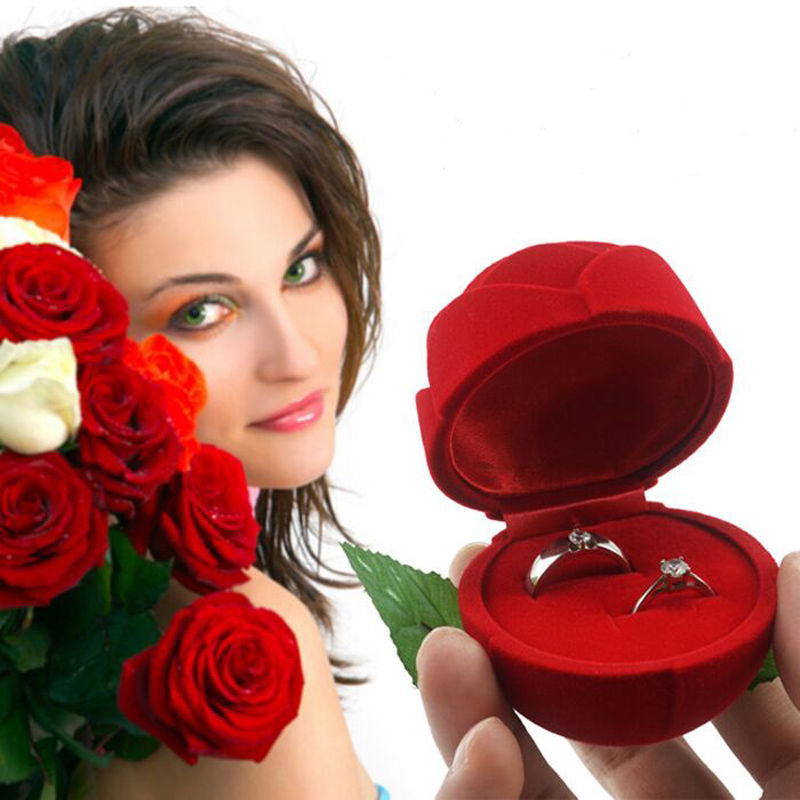Peris Gems Red Rose Velvet Jewelry Storage Box | 1pc Flower Wedding Jewelry Case Red Rose Velvet Jewelry Storage Box |1pc Flower Jewelry Case SHEIN Amazon Temu
