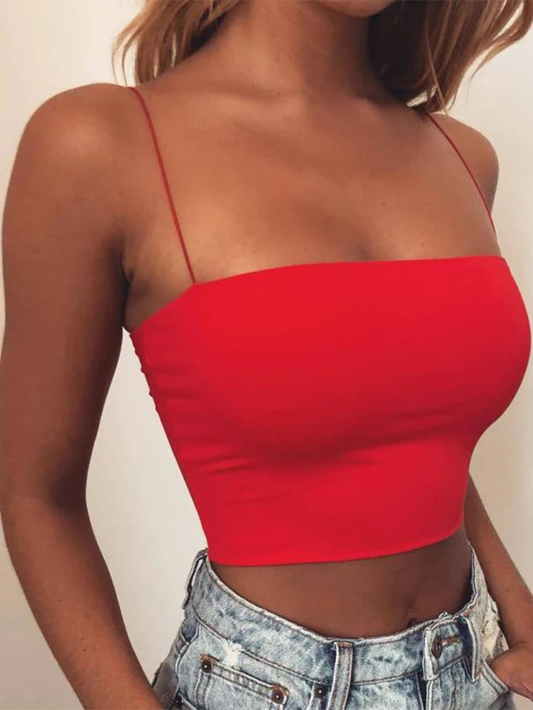 Peris Gems Red / S 2024 New Fashion Women Spaghetti Strap Crop Top Sexy Bodycon Sleeveless Cami Tube Top Basic Plain Camisole 2024 New Fashion Women Spaghetti Strap Crop Top Sexy Bodycon Sleeveless Cami Tube Top Basic Plain Camisole SHEIN Amazon Temu