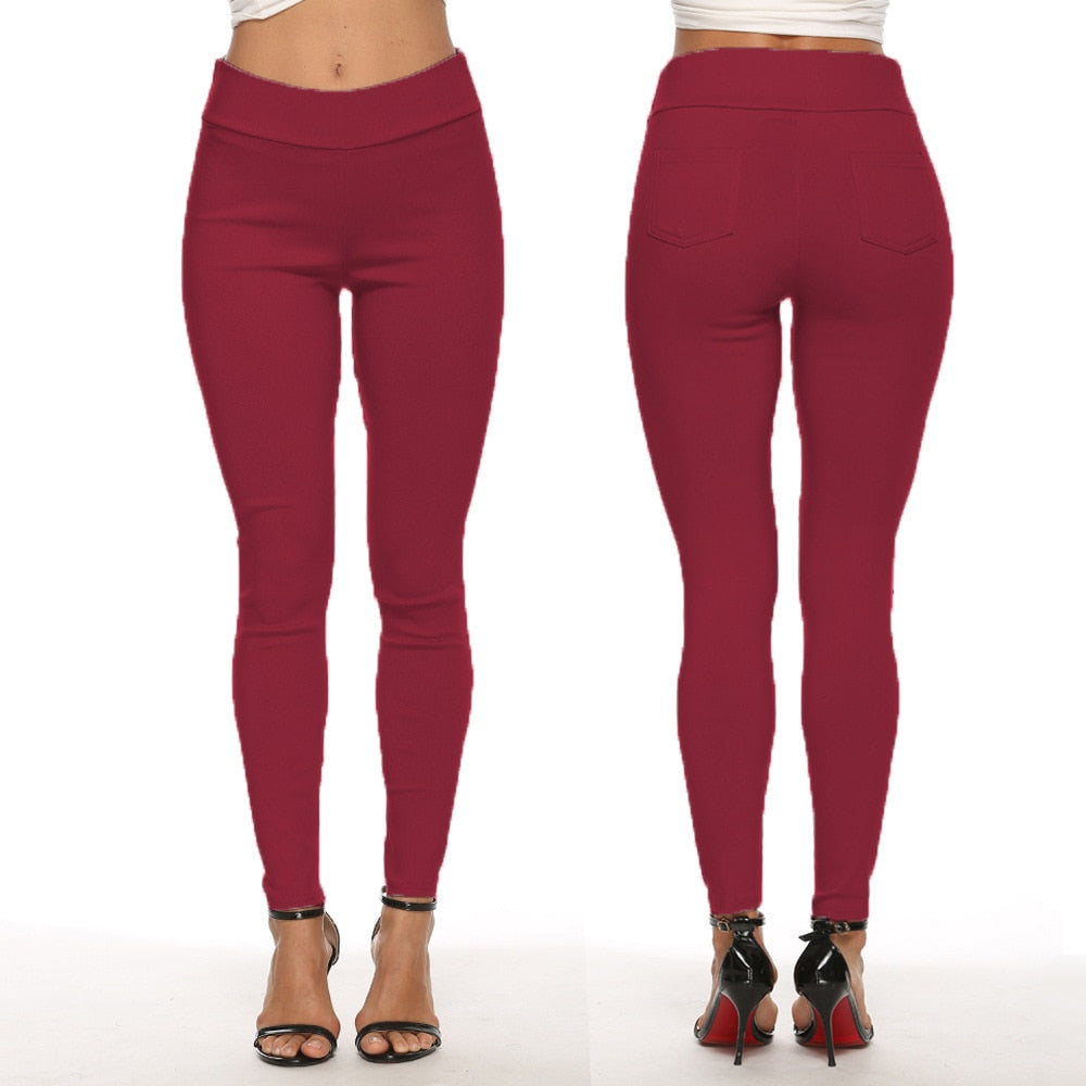 Peris Gems Red / S Casual High Waist Cotton Pocket Pants for Women | Solid Pencil Pants Casual High Waist Cotton Pocket Pants for Women Pencil Pant SHEIN Amazon Temu