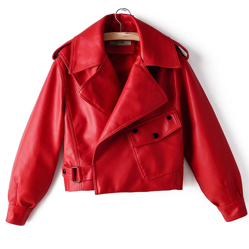 Peris Gems Red / S Loose Turn Down Collar Faux Leather Jacket for Women SHEIN Amazon Temu