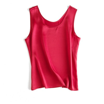 Peris Gems Red / S Sleeveless Satin Tank Top Shirt for Women | Cozy Silk Chic Vest Sleeveless Satin Tank Top Shirt for Women | Silk Chic Vest SHEIN Amazon Temu