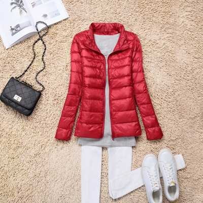Peris Gems red Stand / M Ultra-Light Puff Parka Jackets for Women | Solid Slim Jacket SHEIN Amazon Temu