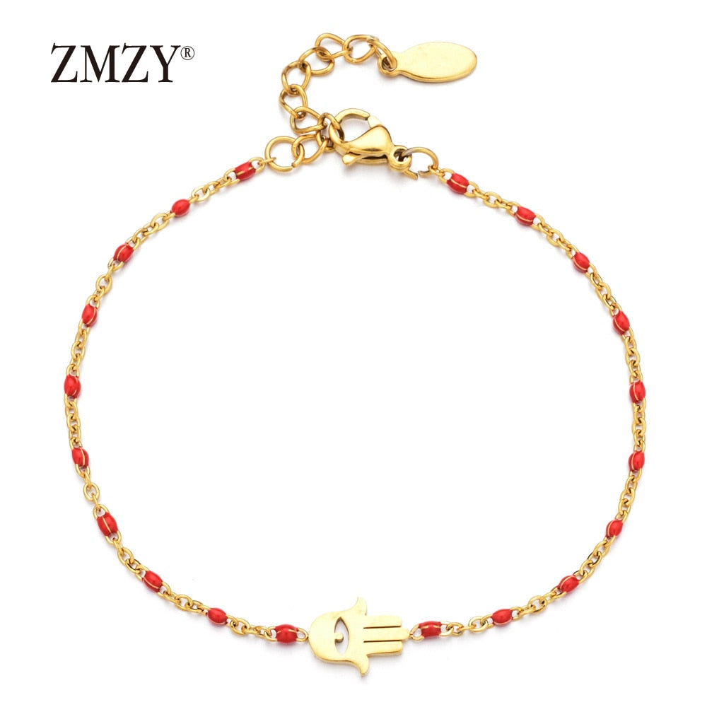 Peris Gems Red Thin Gold Chain Stainless Bracelet Unisex | Gold Hamsa Eye Bracelet Thin Gold Chain Stainless Bracelet Unisex Gold Eye Bracelet SHEIN Amazon Temu