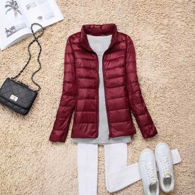 Peris Gems Red wine Stand / M Ultra-Light Puff Parka Jackets for Women | Solid Slim Jacket SHEIN Amazon Temu