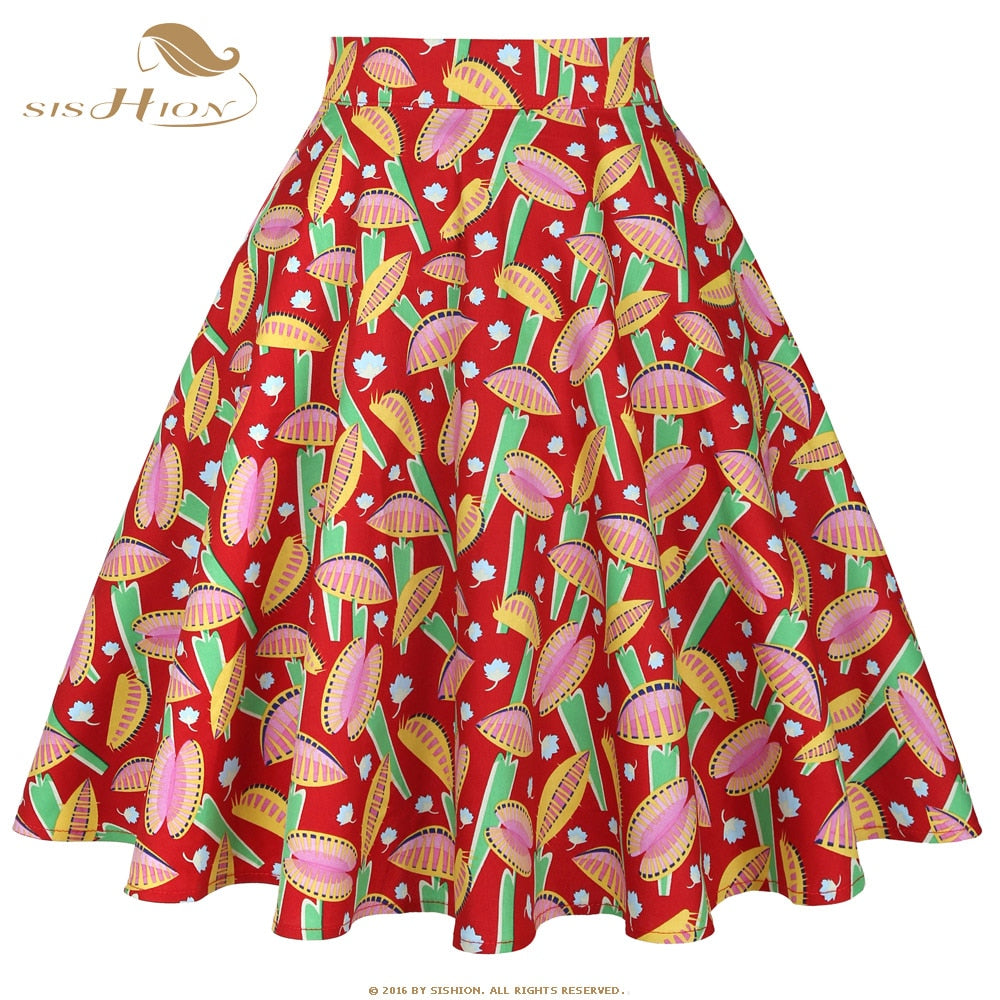Peris Gems RedCarnivorousPlant / S Cotton Midi Skirt Collection for Women | Floral Polka Dot Skirts SHEIN Amazon Temu