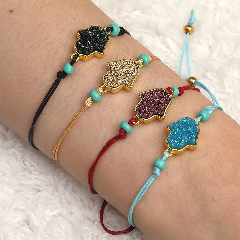 Peris Gems Resin Stone Fatima Hand String Rope Bracelets Unisex SHEIN Amazon Temu