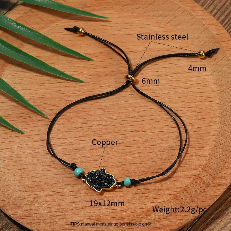 Peris Gems Resin Stone Fatima Hand String Rope Bracelets Unisex SHEIN Amazon Temu