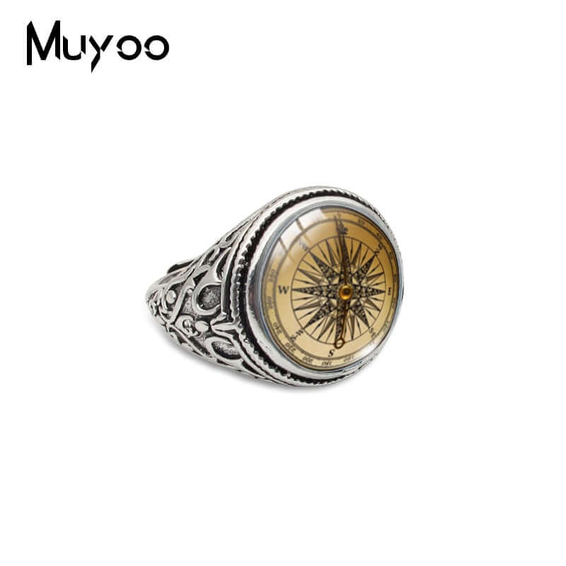 Peris Gems Resizable / 1 / Antique Gold Plated Antique Navigation Compass Rings for Men | Compass Dragon Eyes Silver Treasure Ring SHEIN Amazon Temu