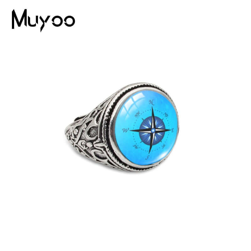 Peris Gems Resizable / 4 / Antique Gold Plated Antique Navigation Compass Rings for Men | Compass Dragon Eyes Silver Treasure Ring SHEIN Amazon Temu