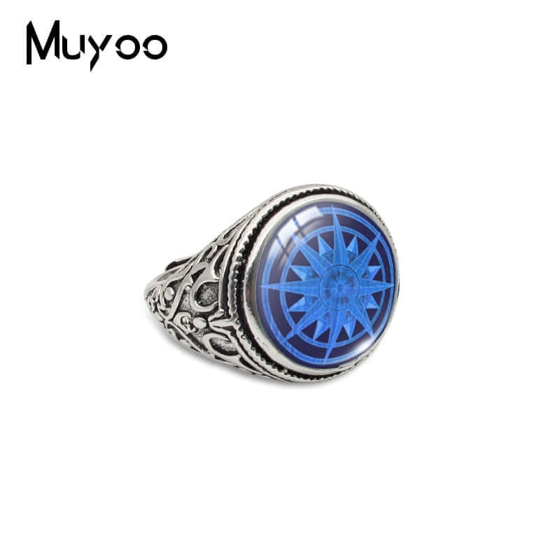 Peris Gems Resizable / 5 / Antique Gold Plated Antique Navigation Compass Rings for Men | Compass Dragon Eyes Silver Treasure Ring SHEIN Amazon Temu