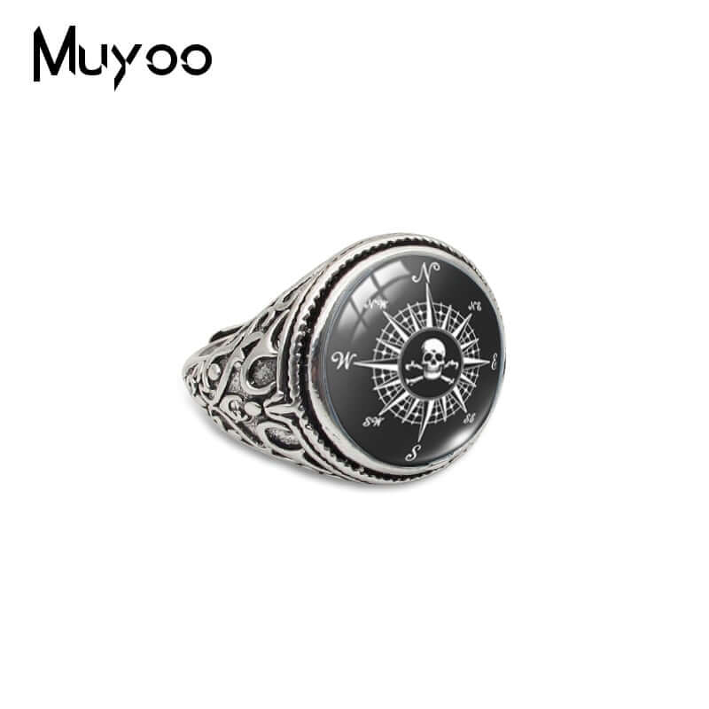 Peris Gems Resizable / 6 / Antique Gold Plated Antique Navigation Compass Rings for Men | Compass Dragon Eyes Silver Treasure Ring SHEIN Amazon Temu
