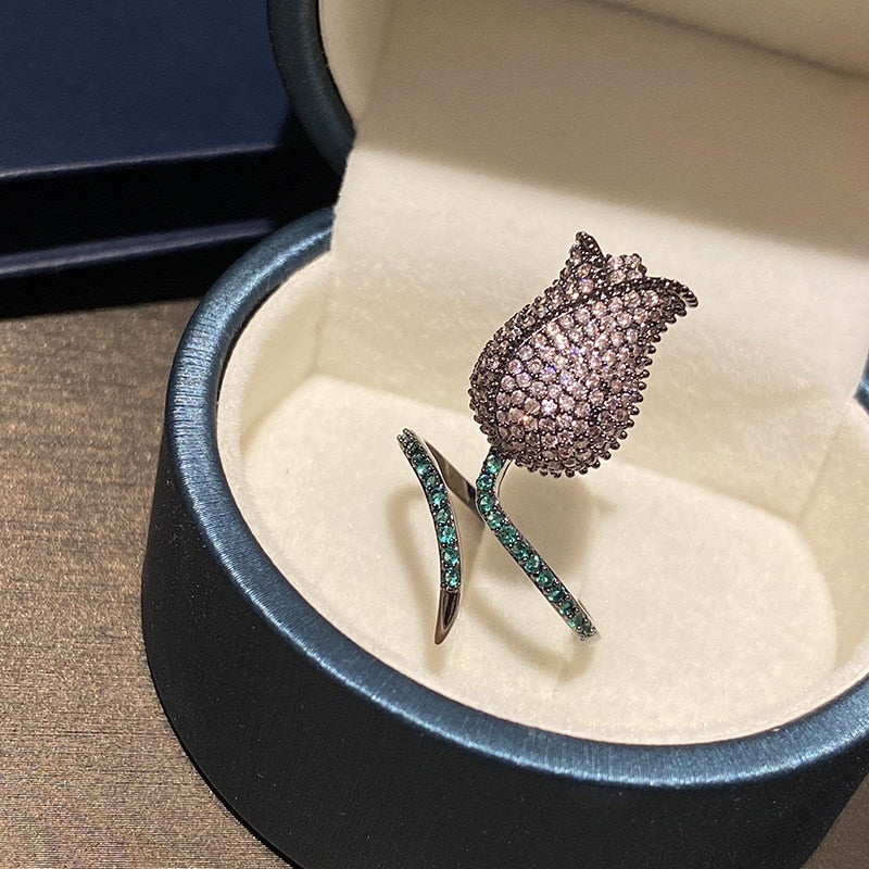 Peris Gems Resizable / Purple Blue Diamond Flower Ring for Women | Adjustable Diamond Emerald Rose Flower Ring SHEIN Amazon Temu