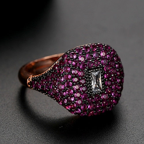 Peris Gems Resizable / Purple Rose Gold CZ Open Rings Unisex | Adjustable Diamond Ring SHEIN Amazon Temu