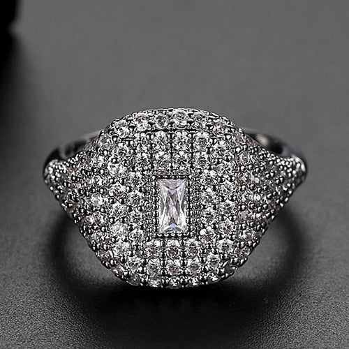 Peris Gems Resizable / White Rose Gold CZ Open Rings Unisex | Adjustable Diamond Ring SHEIN Amazon Temu
