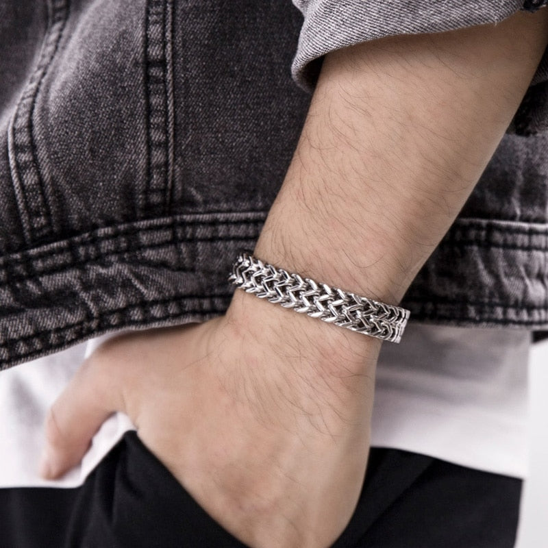 Peris Gems Retro Link Chain Bracelets for Men | Double Overlap Stainless Curb Chain SHEIN Amazon Temu
