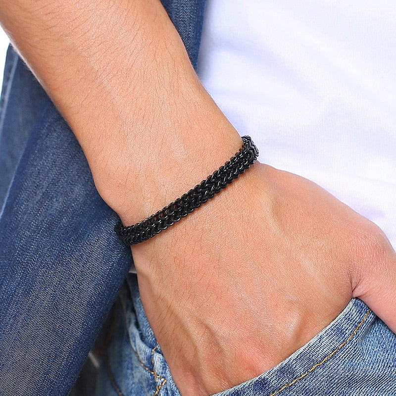 Peris Gems Retro Link Chain Bracelets for Men | Double Overlap Stainless Curb Chain SHEIN Amazon Temu