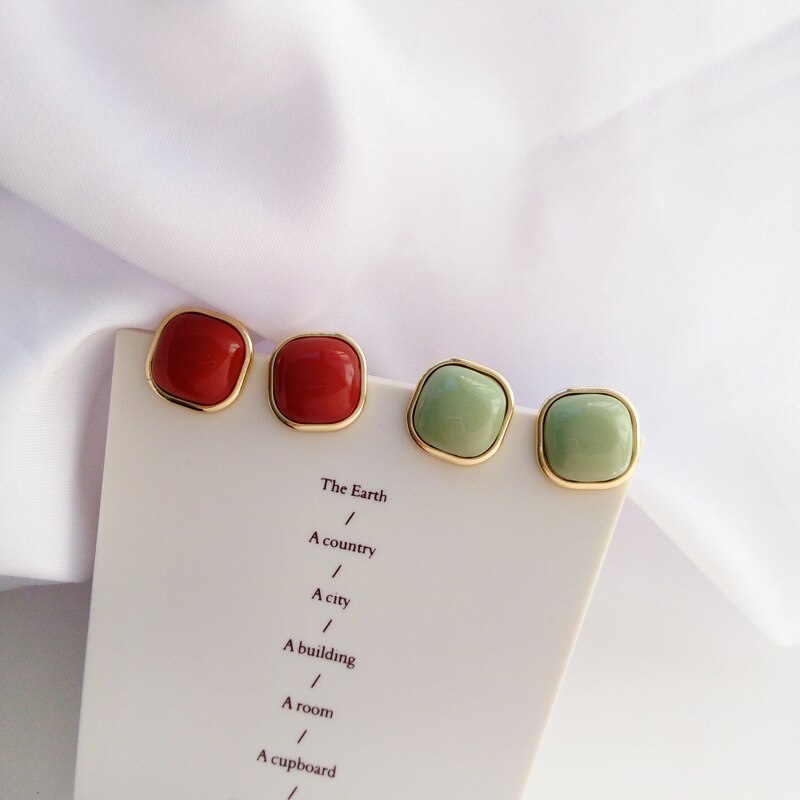 Peris Gems Retro Round Square Acrylic Stud Earrings for Women | Gold Resin Stud Earrings SHEIN Amazon Temu