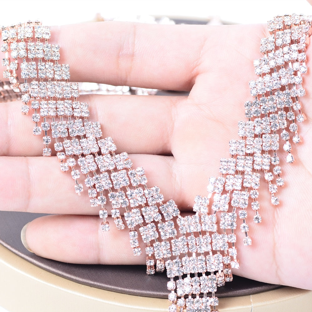 Peris Gems Rhinestone Choker Necklace Jewelry Sets for Women | Bridal Jewelry Rhinestone Choker Necklace Jewelry Sets for Women | Bridal SHEIN Amazon Temu