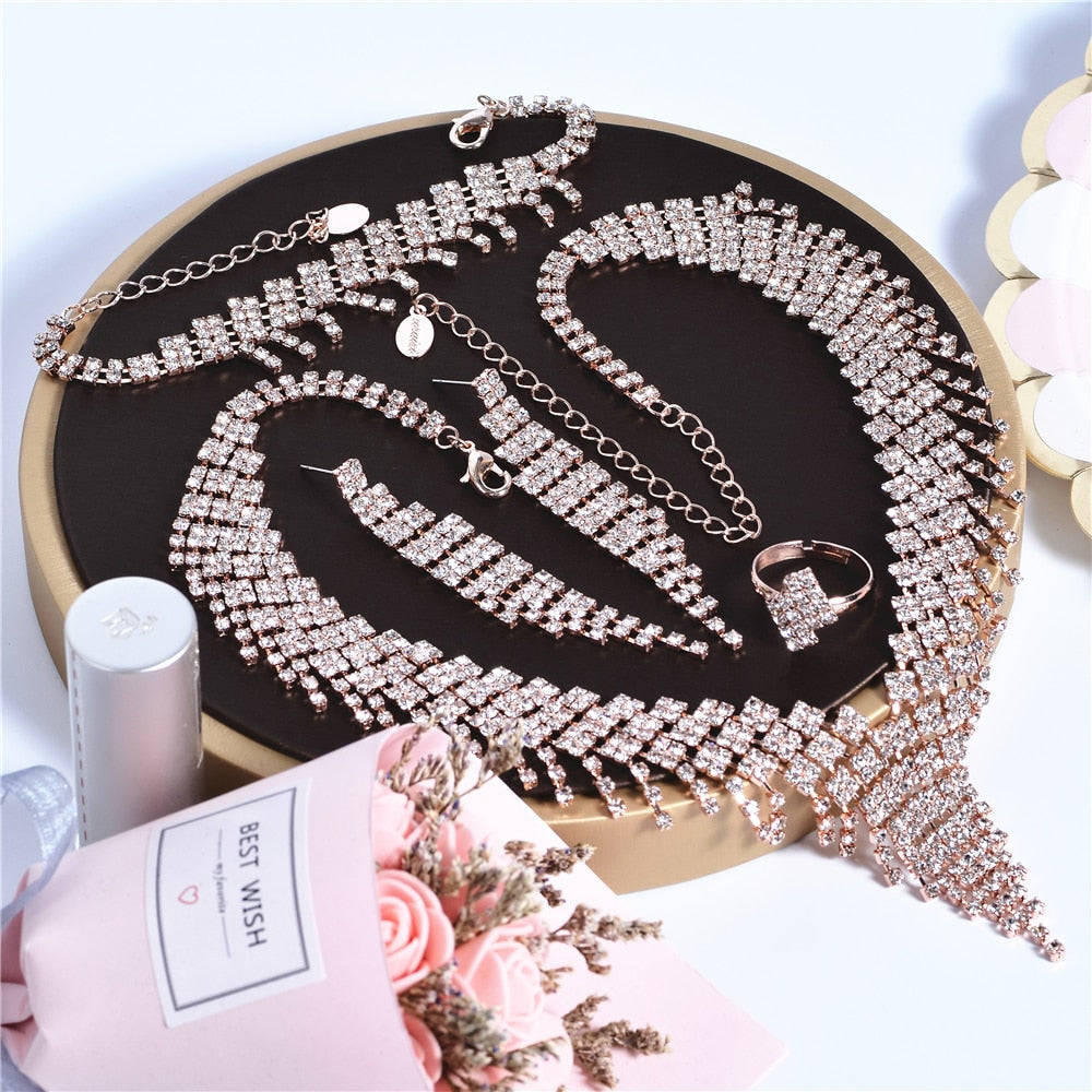 Peris Gems Rhinestone Choker Necklace Jewelry Sets for Women | Bridal Jewelry Rhinestone Choker Necklace Jewelry Sets for Women | Bridal SHEIN Amazon Temu