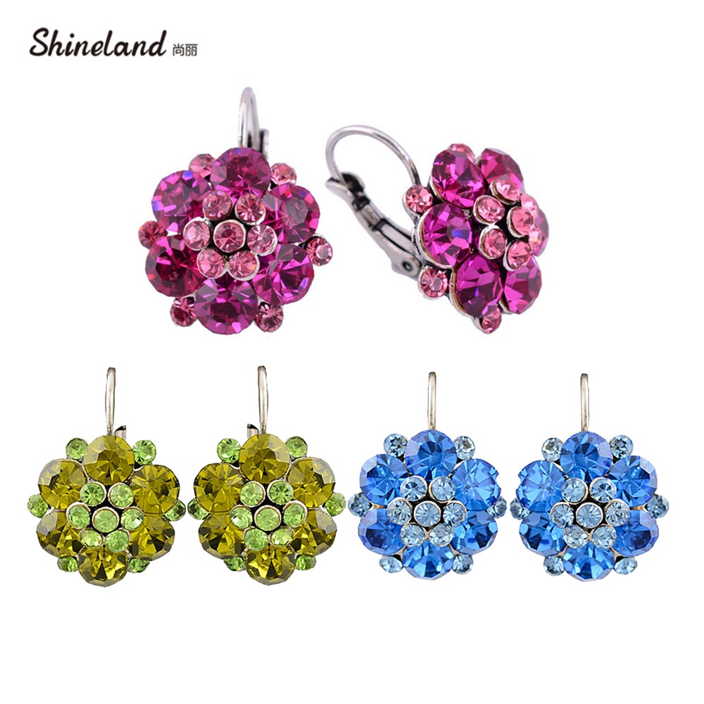 Peris Gems Rhinestone Flower Clip On Earrings for Women | Silver Diamond Earrings Rhinestone Flower Clip On Earrings for Women Silver Earrings SHEIN Amazon Temu