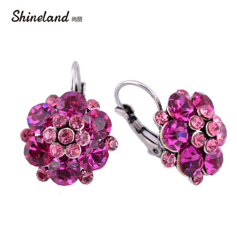 Peris Gems Rhinestone Flower Clip On Earrings for Women | Silver Diamond Earrings Rhinestone Flower Clip On Earrings for Women Silver Earrings SHEIN Amazon Temu