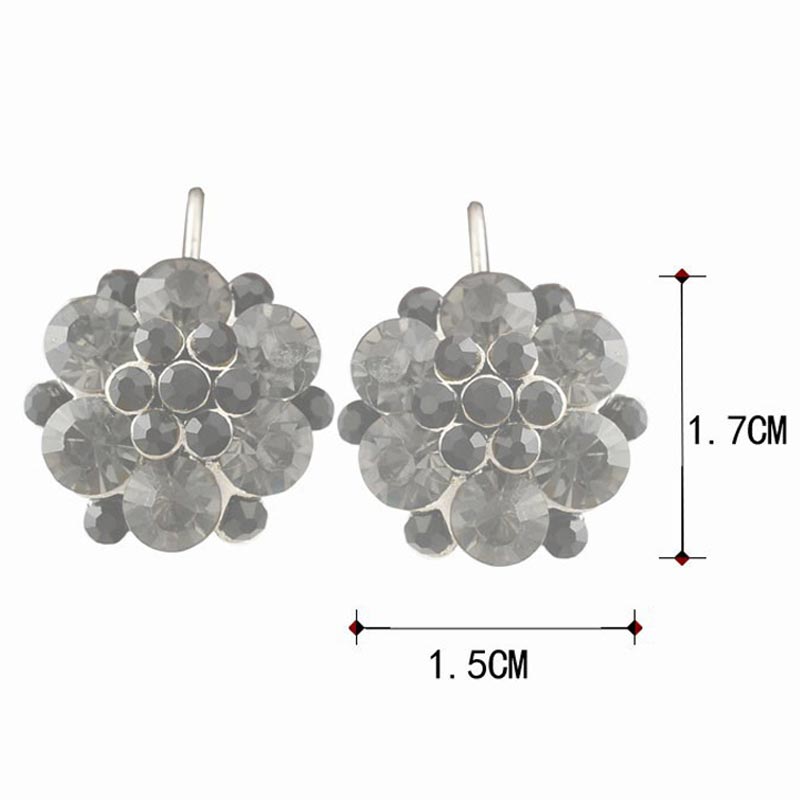 Peris Gems Rhinestone Flower Clip On Earrings for Women | Silver Diamond Earrings Rhinestone Flower Clip On Earrings for Women Silver Earrings SHEIN Amazon Temu