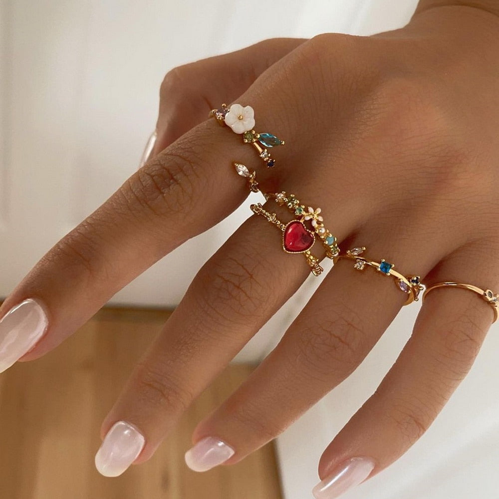 Peris Gems RI22Y0239 Pearl Wave Flower Rings Set for Women | Gold Butterfly Rings SHEIN Amazon Temu