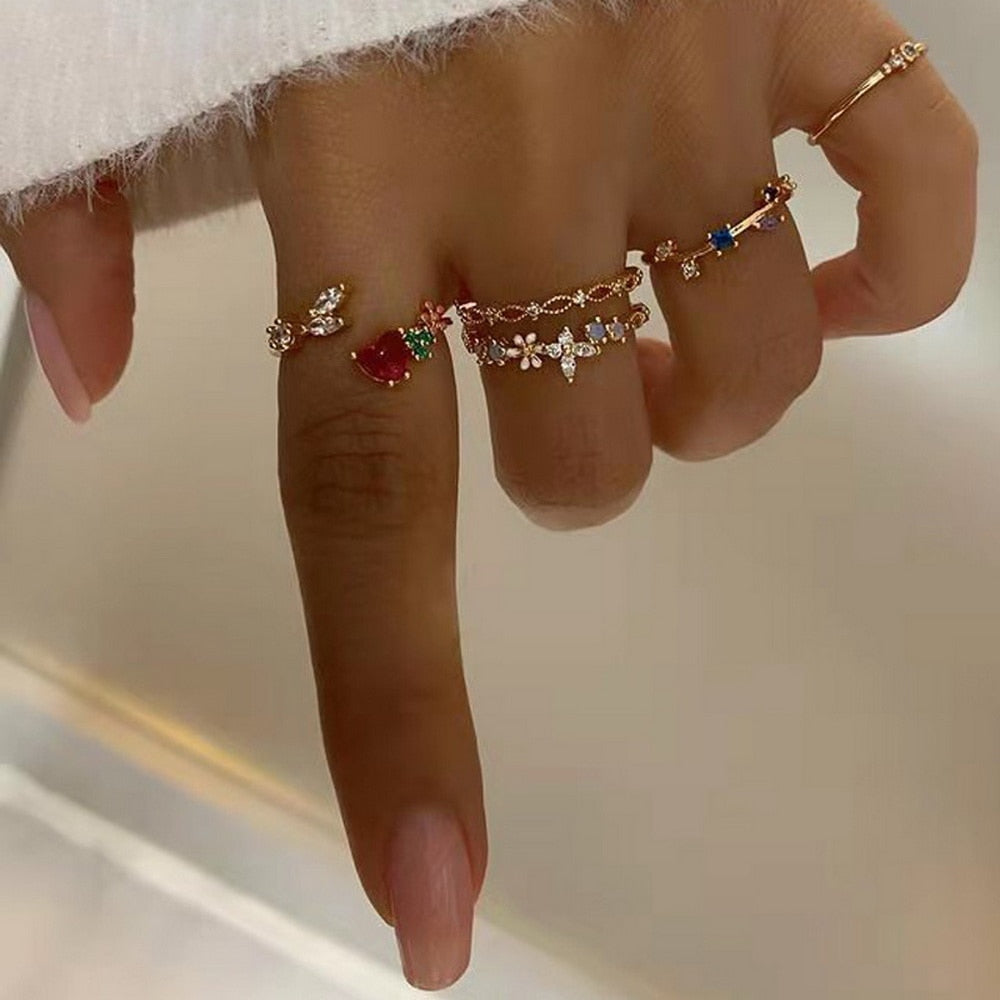 Peris Gems RI22Y0240 Pearl Wave Flower Rings Set for Women | Gold Butterfly Rings SHEIN Amazon Temu