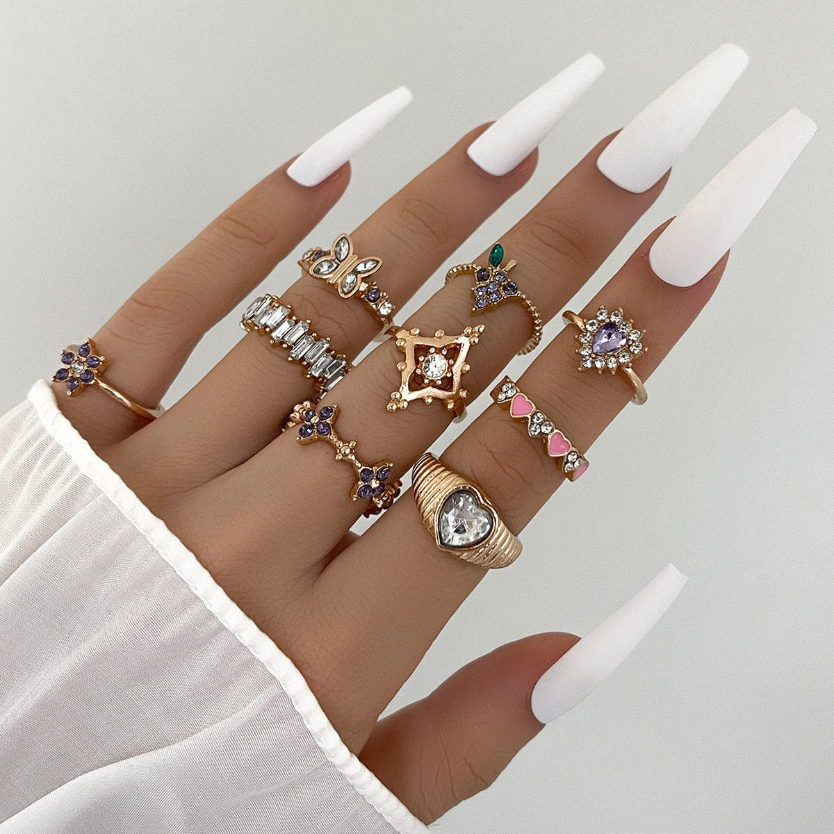 Peris Gems RI22Y0255 Pearl Wave Flower Rings Set for Women | Gold Butterfly Rings SHEIN Amazon Temu