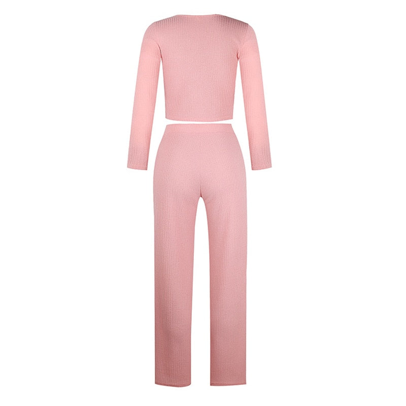 Peris Gems Ribbed 2pc Crop Top and Pants Set for Women | Casual Outfits SHEIN Amazon Temu