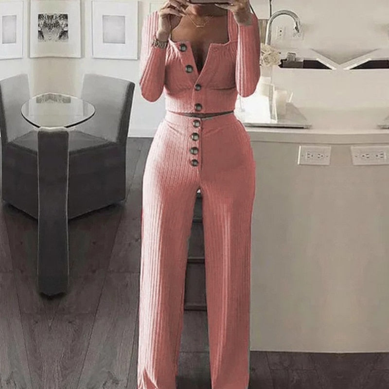 Peris Gems Ribbed 2pc Crop Top and Pants Set for Women | Casual Outfits SHEIN Amazon Temu