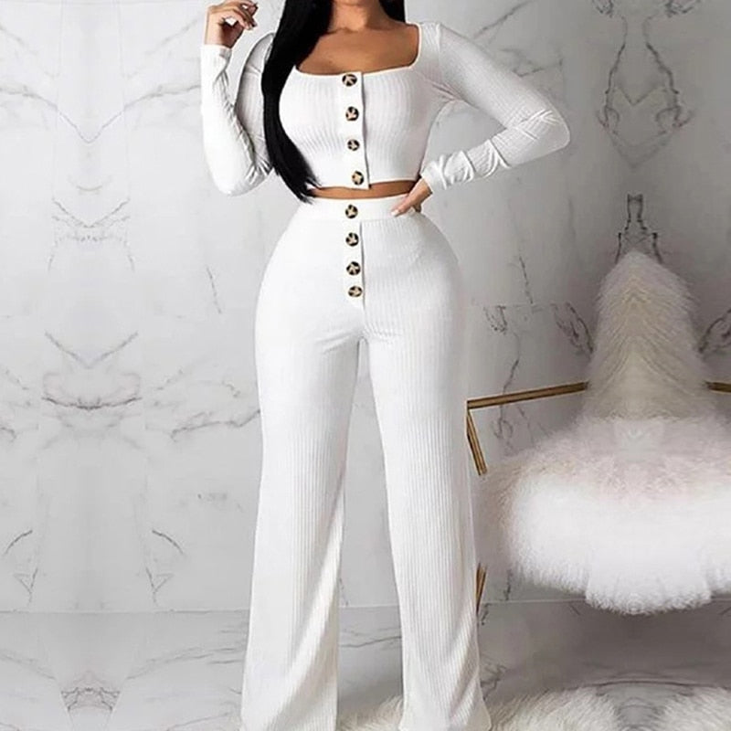 Peris Gems Ribbed 2pc Crop Top and Pants Set for Women | Casual Outfits SHEIN Amazon Temu
