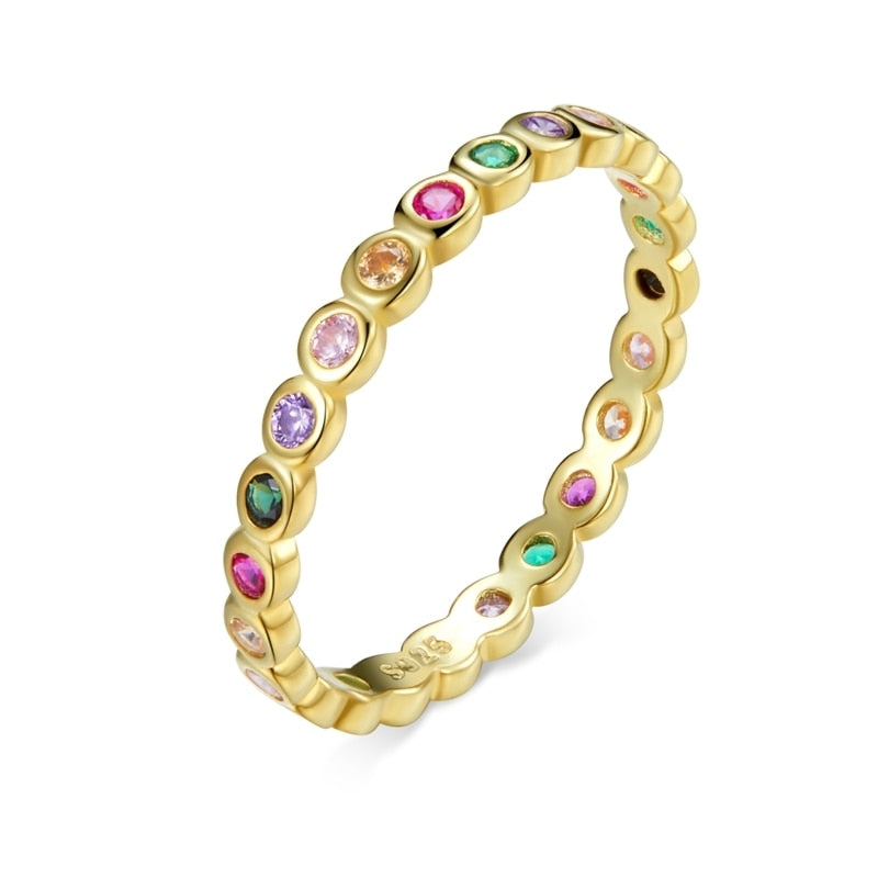 Peris Gems Ring A - Gold / 5 Silver Rainbow Diamond Rings for Women | 925 Sterling Silver SHEIN Amazon Temu