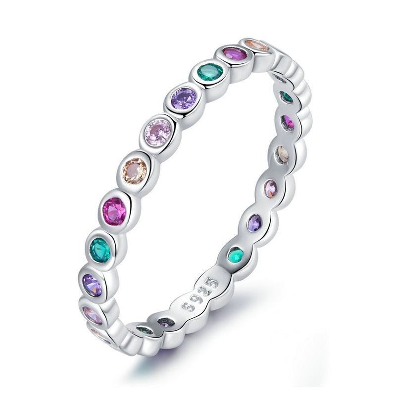 Peris Gems Ring A - Silver / 5 Silver Rainbow Diamond Rings for Women | 925 Sterling Silver SHEIN Amazon Temu