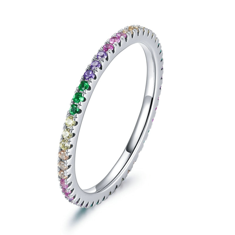 Peris Gems Ring B - Silver / 5 Silver Rainbow Diamond Rings for Women | 925 Sterling Silver SHEIN Amazon Temu