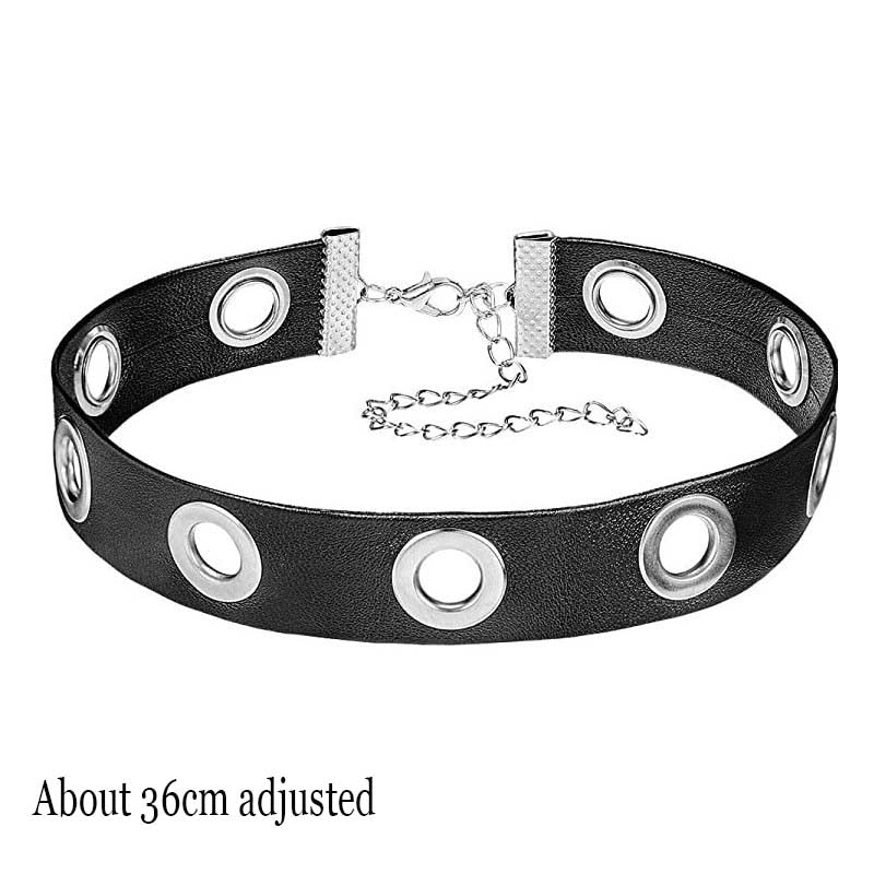 Peris Gems Ring Gothic Harajuku PU Leather Collar Choker Necklaces for Women SHEIN Amazon Temu