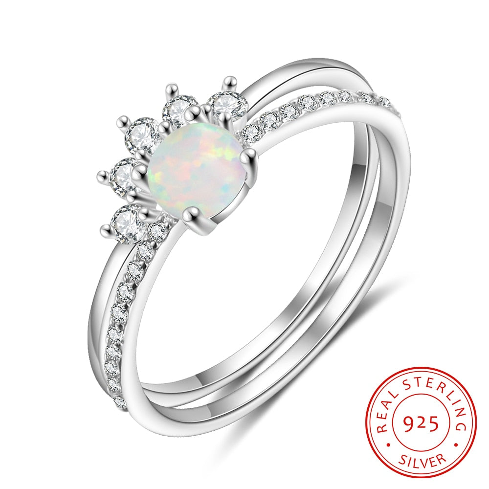 Peris Gems Ring Set / 6 Stackable 2pc Opal Diamond Ring for Women | Bridal Sterling Silver Ring Stackable 2pc Opal Diamond Ring for Women | Silver Ring SHEIN Amazon Temu