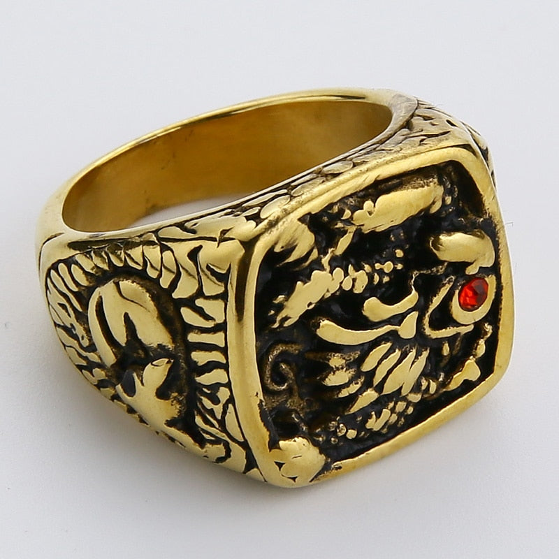 Peris Gems Rising Dragon with Red Eye Ring Unisex | Stainless Steel Dragon Ring Rising Dragon with Red Eye Ring Unisex |Stainless Steel Ring SHEIN Amazon Temu