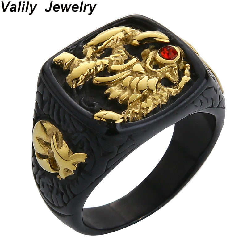Peris Gems Rising Dragon with Red Eye Ring Unisex | Stainless Steel Dragon Ring Rising Dragon with Red Eye Ring Unisex |Stainless Steel Ring SHEIN Amazon Temu